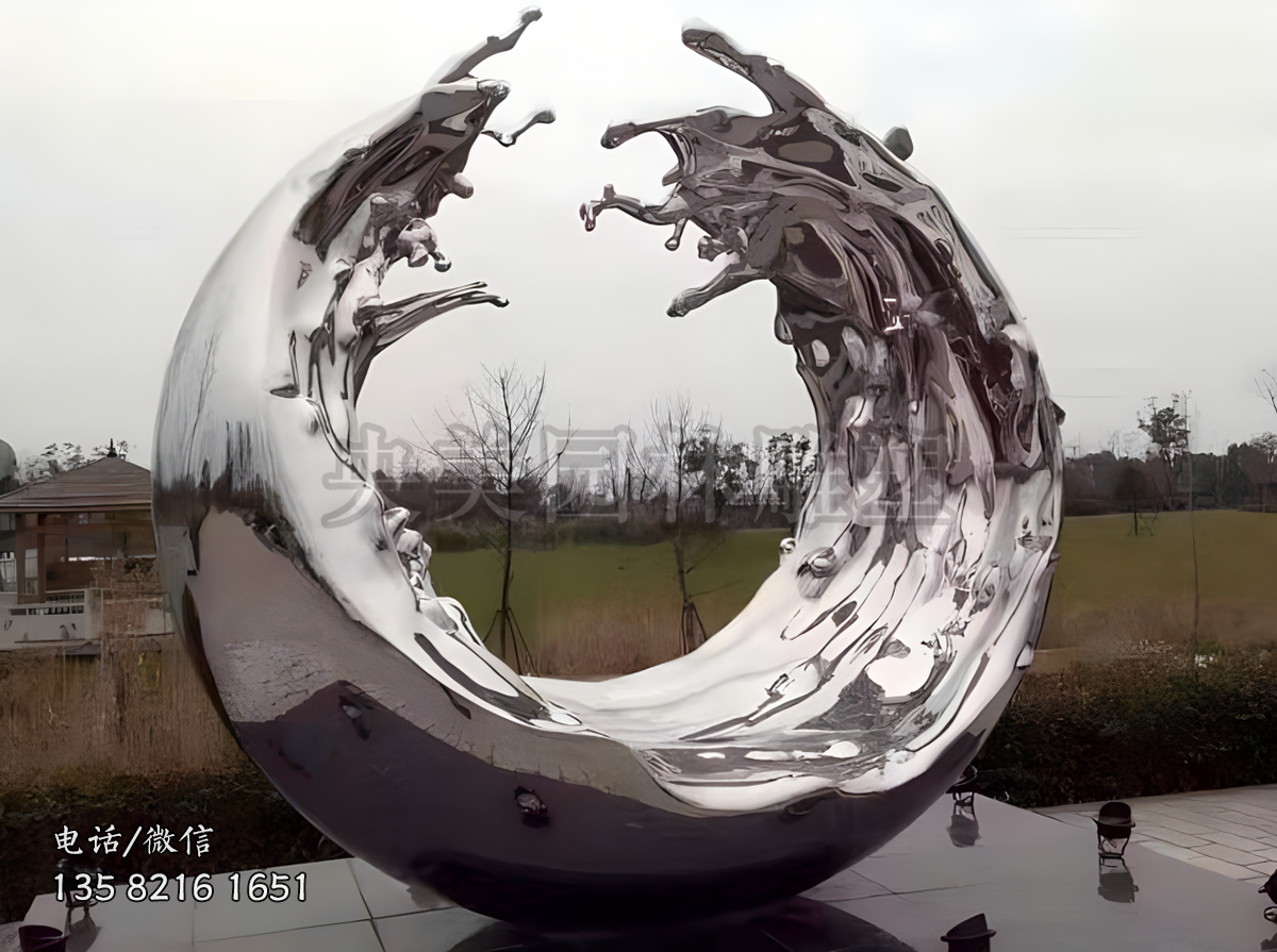 鏡面不銹鋼景觀海浪雕塑