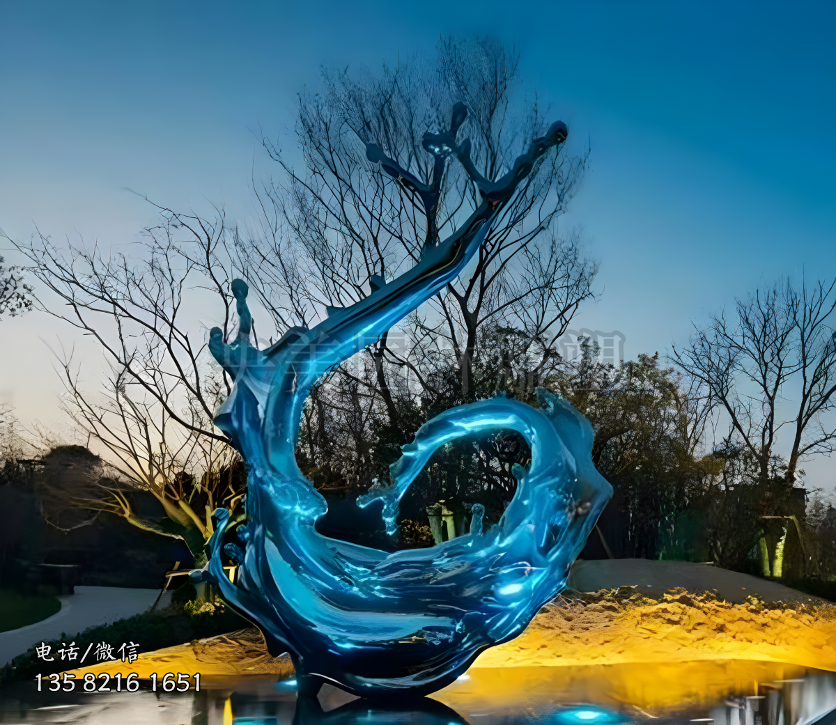 高反光不銹鋼海浪雕塑