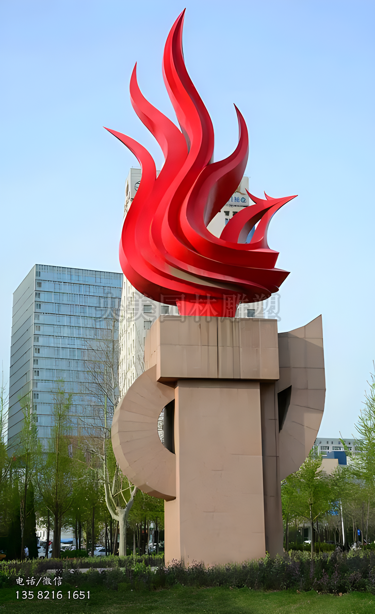鳳凰造型火苗，火炬景觀雕塑